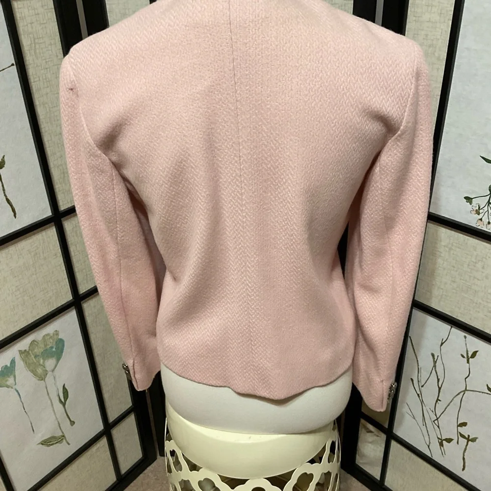 Evan Picone Pale Pink Collarless Wool Blend Blazer - Picture 5 of 11